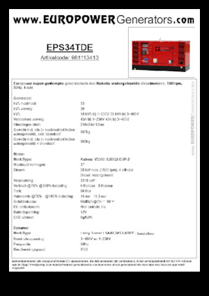 Naftové elektrocentrály Europower EPS34TDE (LS)