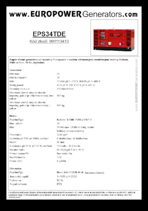 Naftové elektrocentrály Europower EPS34TDE (MA)