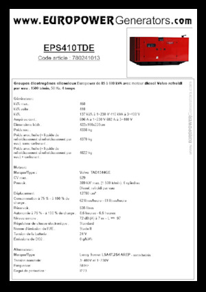 Naftové elektrocentrály Europower EPS410TDE (LS)