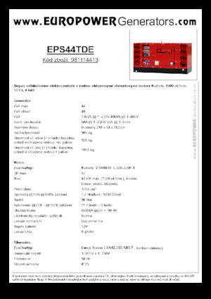 Naftové elektrocentrály Europower EPS44TDE (LS)