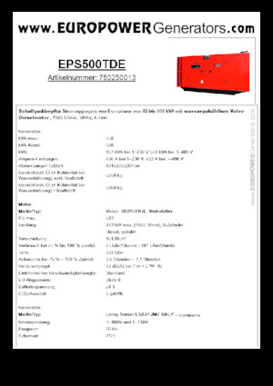 Naftové elektrocentrály Europower EPS500TDE (LS)