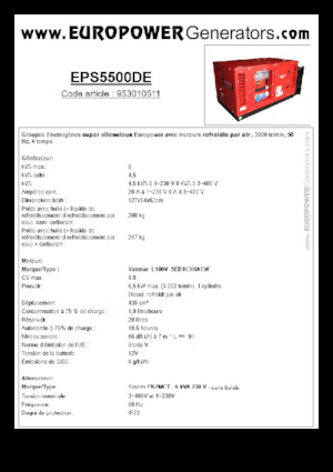 Naftové elektrocentrály Europower EPS5500DE (S)