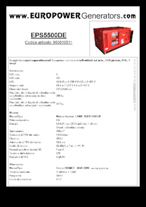 Naftové elektrocentrály Europower EPS5500DE (S)