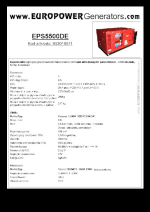 Naftové elektrocentrály Europower EPS5500DE (S)
