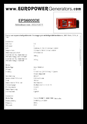 Naftové elektrocentrály Europower EPS6000DE (S)