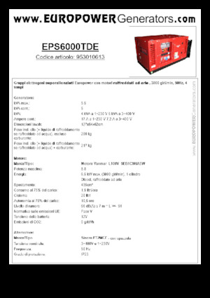 Naftové elektrocentrály Europower EPS6000TDE (S)