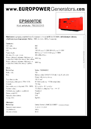 Naftové elektrocentrály Europower EPS600TDE (LS)