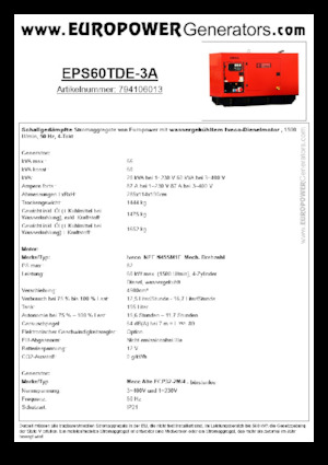Naftové elektrocentrály Europower EPS60TDE-3A (MA)