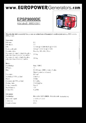 Naftové elektrocentrály Europower EPSP9000DE (MA)