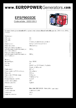 Naftové elektrocentrály Europower EPSP9000DE (MA)