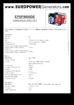 Naftové elektrocentrály Europower EPSP9000DE (MA)
