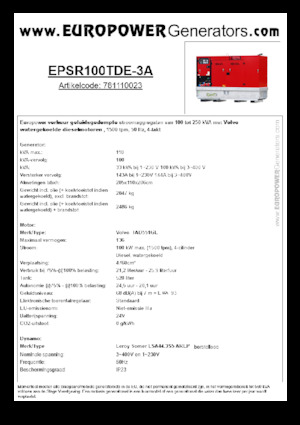 Naftové elektrocentrály Europower EPSR100TDE-3A (LS)