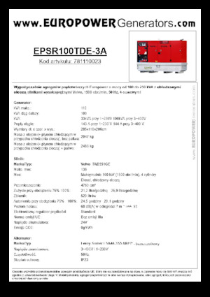 Naftové elektrocentrály Europower EPSR100TDE-3A (LS)