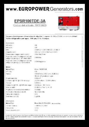 Naftové elektrocentrály Europower EPSR100TDE-3A (MA)