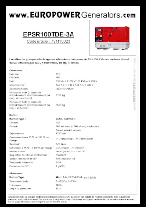 Naftové elektrocentrály Europower EPSR100TDE-3A (MA)