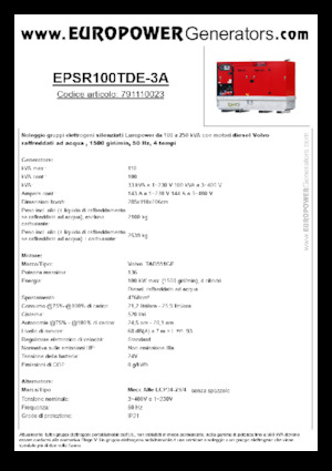 Naftové elektrocentrály Europower EPSR100TDE-3A (MA)