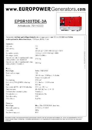 Naftové elektrocentrály Europower EPSR100TDE-3A (MA)