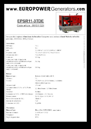 Naftové elektrocentrály Europower EPSR11-3TDE (MA)