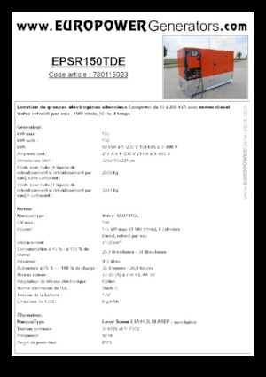 Naftové elektrocentrály Europower EPSR150TDE (LS)