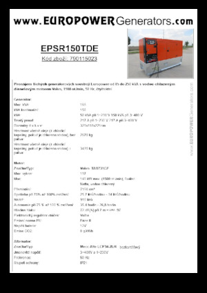 Naftové elektrocentrály Europower EPSR150TDE (MA)