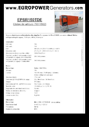 Naftové elektrocentrály Europower EPSR150TDE (MA)