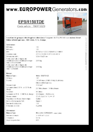 Naftové elektrocentrály Europower EPSR150TDE (MA)