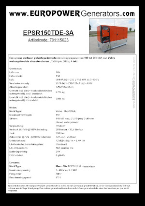 Naftové elektrocentrály Europower EPSR150TDE-3A (MA)