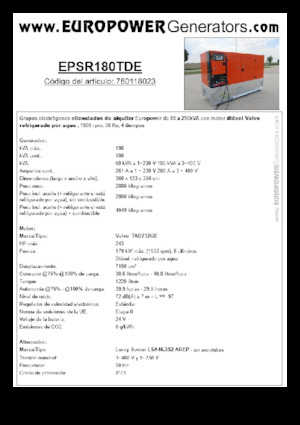 Naftové elektrocentrály Europower EPSR180TDE (LS)