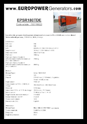 Naftové elektrocentrály Europower EPSR180TDE (MA)