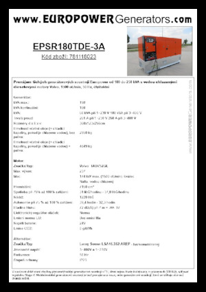 Naftové elektrocentrály Europower EPSR180TDE-3A (LS)