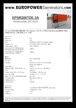 Naftové elektrocentrály Europower EPSR200TDE-3A (LS)