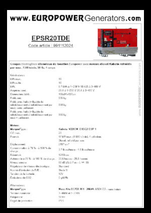 Naftové elektrocentrály Europower EPSR20TDE (MA)