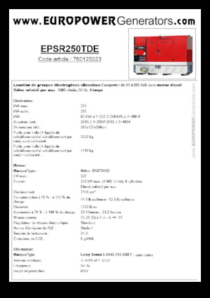 Naftové elektrocentrály Europower EPSR250TDE (LS)