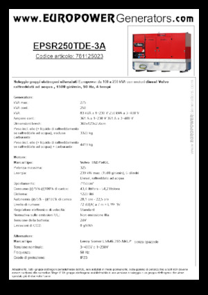 Naftové elektrocentrály Europower EPSR250TDE-3A (LS)