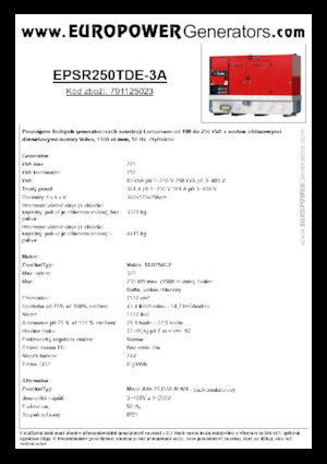 Naftové elektrocentrály Europower EPSR250TDE-3A (MA)
