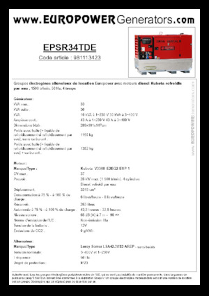Naftové elektrocentrály Europower EPSR34TDE (LS)
