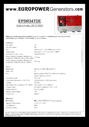 Naftové elektrocentrály Europower EPSR34TDE (MA)
