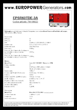 Naftové elektrocentrály Europower EPSR60TDE-3A (MA)