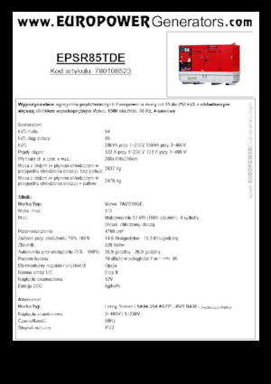 Naftové elektrocentrály Europower EPSR85TDE (LS)