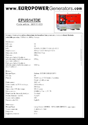 Naftové elektrocentrály Europower EPUS14TDE (LS)