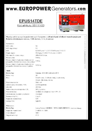 Naftové elektrocentrály Europower EPUS14TDE (LS)