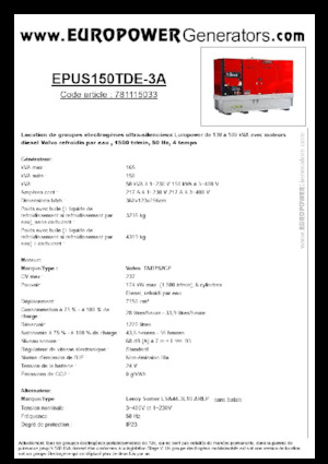 Naftové elektrocentrály Europower EPUS150TDE-3A (LS)