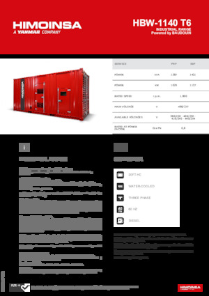 Naftové elektrocentrály HIMOINSA HBW-1140 T6