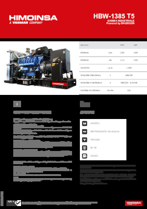 Naftové elektrocentrály HIMOINSA HBW-1385 T5