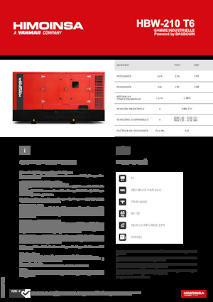 Naftové elektrocentrály HIMOINSA HBW-210 T6