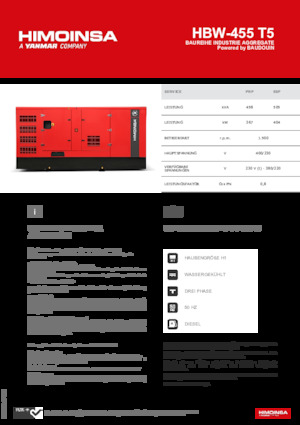 Naftové elektrocentrály HIMOINSA HBW-455 T5