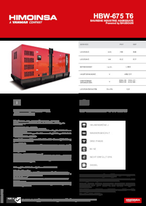 Naftové elektrocentrály HIMOINSA HBW-675 T6