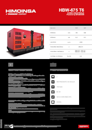 Naftové elektrocentrály HIMOINSA HBW-675 T6