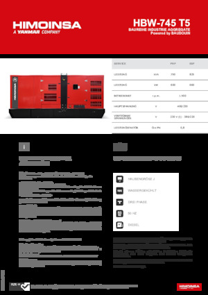 Naftové elektrocentrály HIMOINSA HBW-745 T5