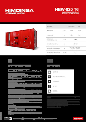 Naftové elektrocentrály HIMOINSA HBW-920 T6